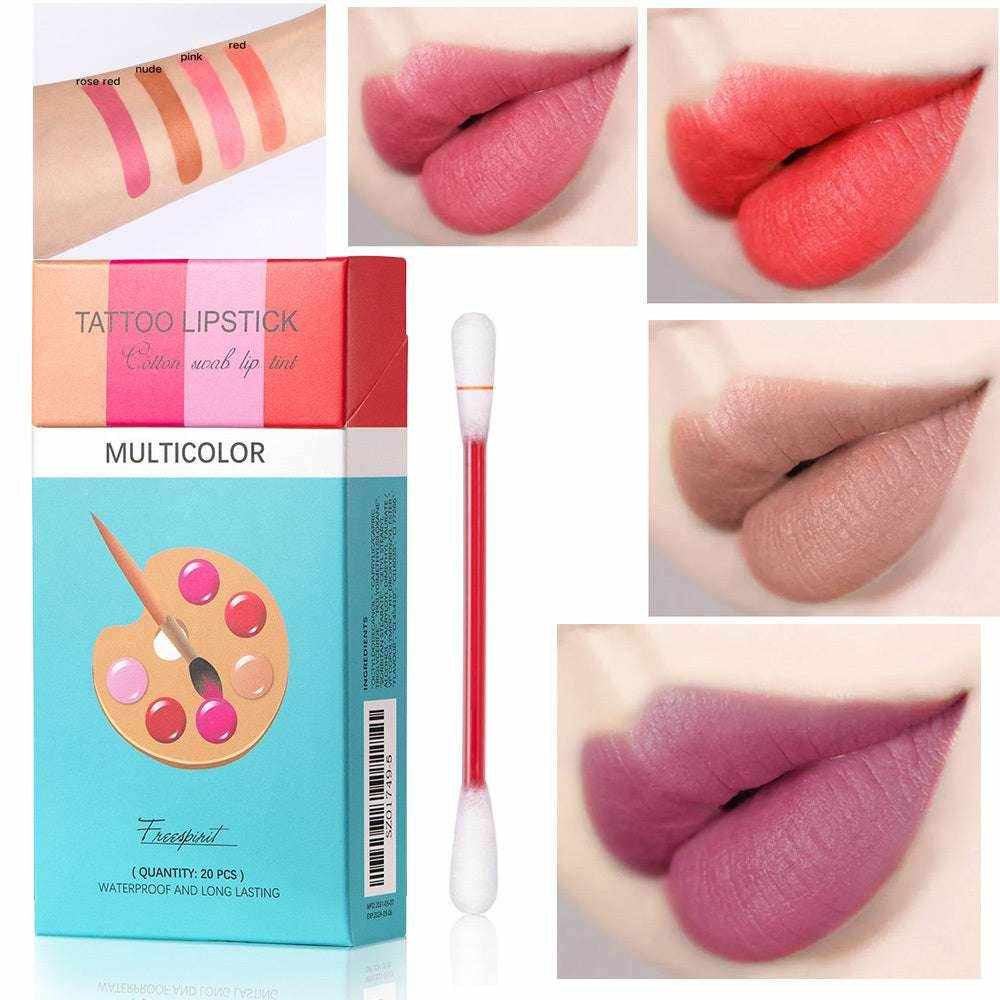 20 Pcs Portable Cotton Swab Lipstick Set