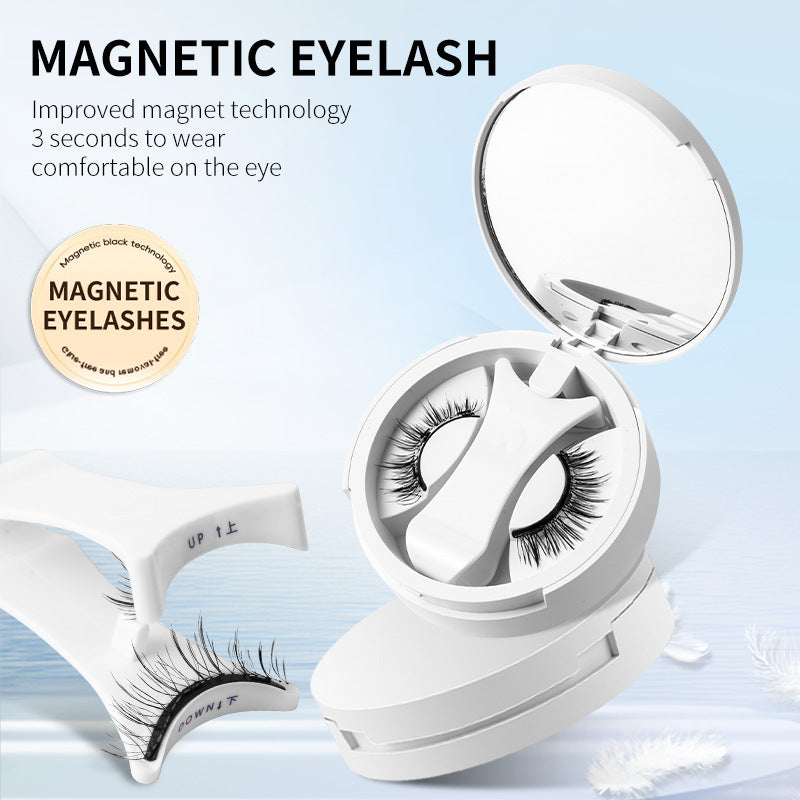 Magnetic False Eyelashes Integrated Storage Box Glue-free Magnet False Eyelashes with compact mirror.