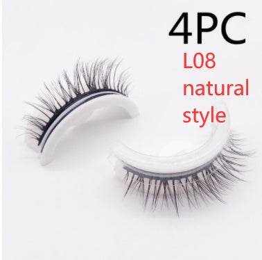 Reusable Mink Lashes - Luxurious 3D False Eyelashes L08 natural style Square box in four colors 4PCS