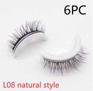 Reusable Mink Lashes - Luxurious 3D False Eyelashes L08 natural style Crystal box 6PCS