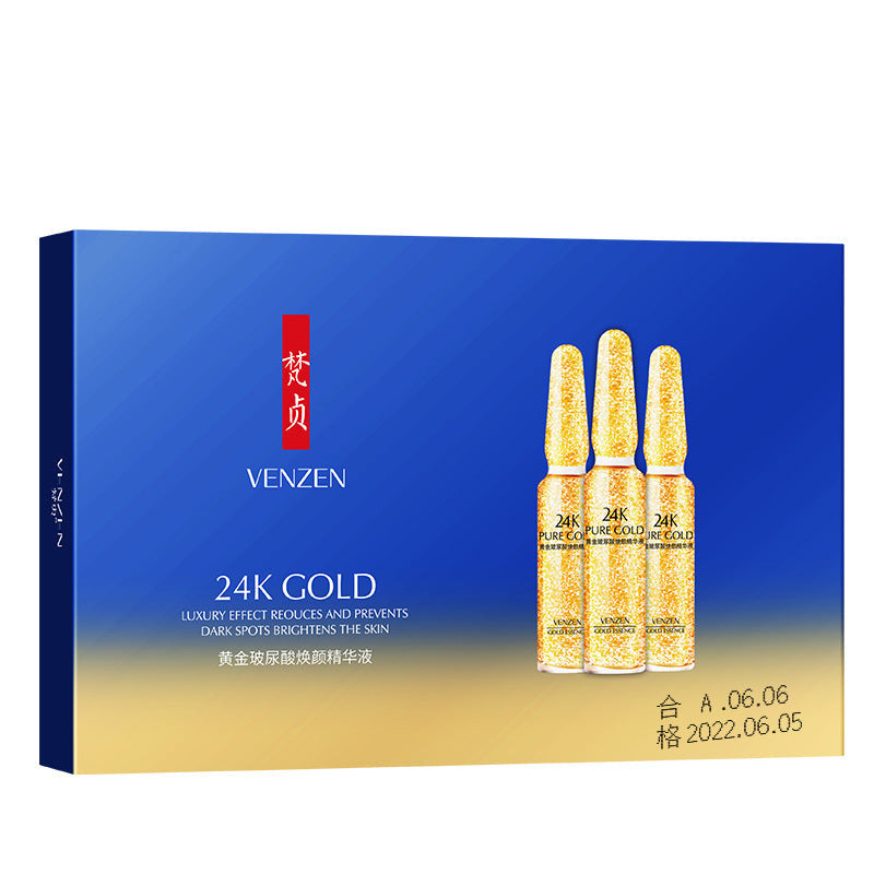 Luxurious 24K Gold Skin Serum Ampoules - Rejuvenating and Brightening Facial Essence