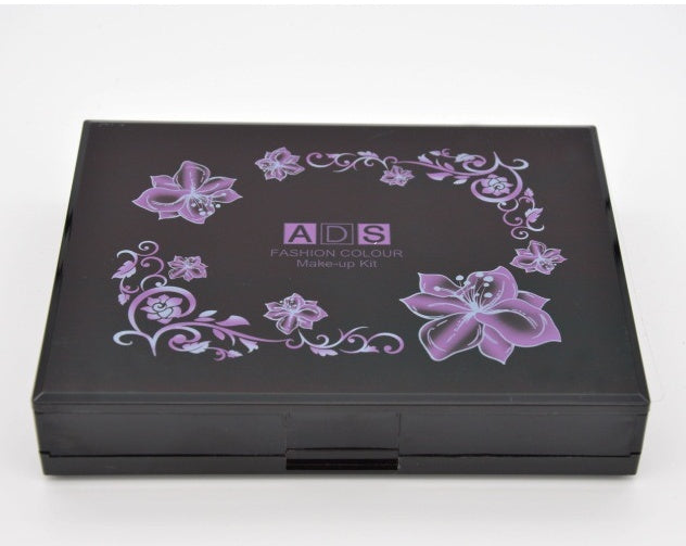 Elegant makeup box with floral design in purple and black colors