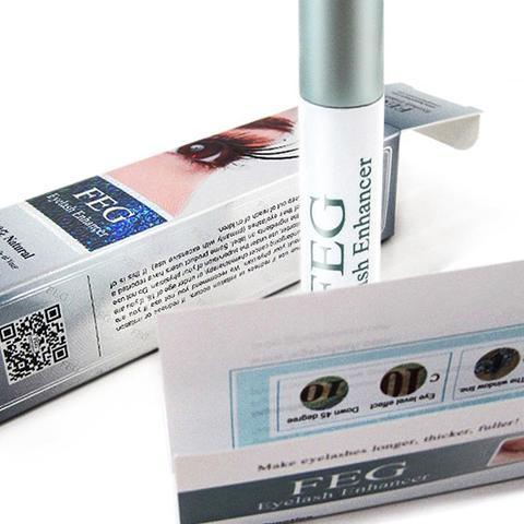 FEG Eyelash Enhancer - Premium eyelash growth serum from 6ixDrips cosmetics company in silver packaging with product details.