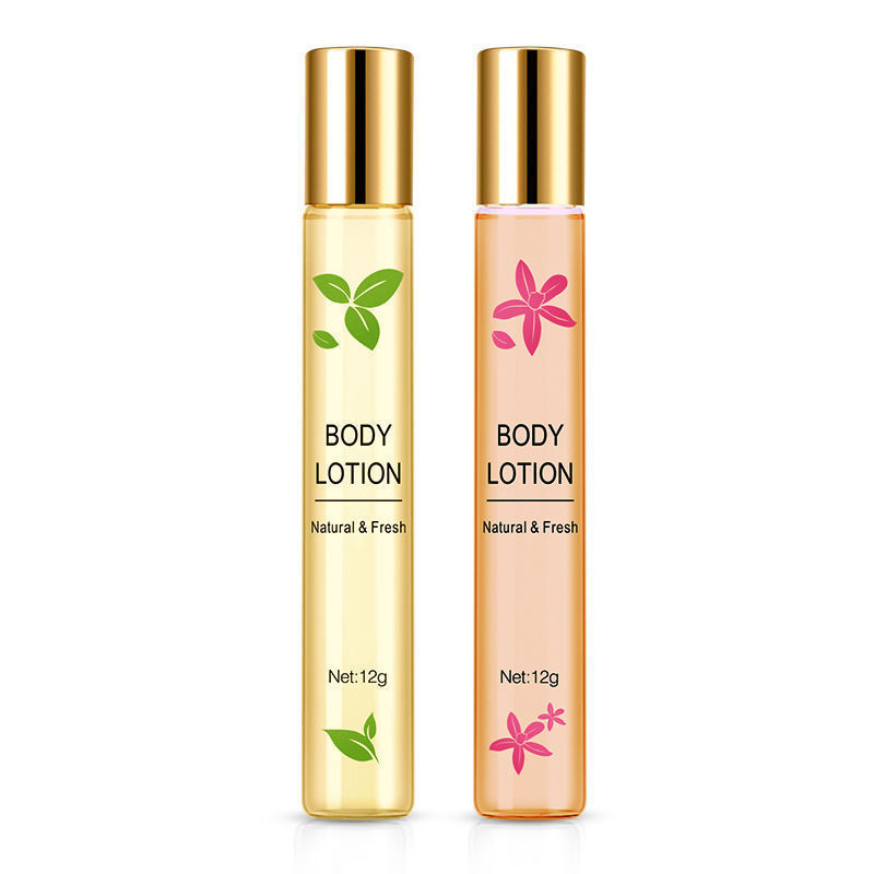 Two golden and floral-themed body lotion bottles in the image