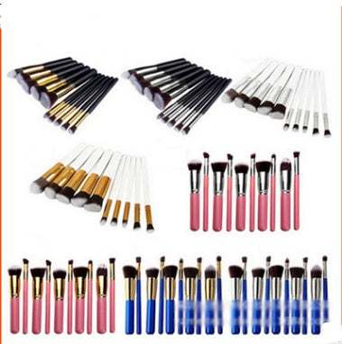 10-Piece Makeup Brush Set with Wooden Handles