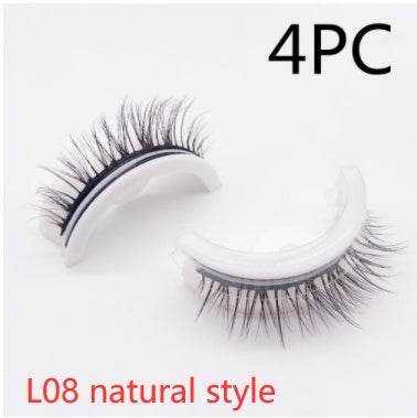 Reusable Mink Lashes - Luxurious 3D False Eyelashes L08 natural style Crystal box 4PCS