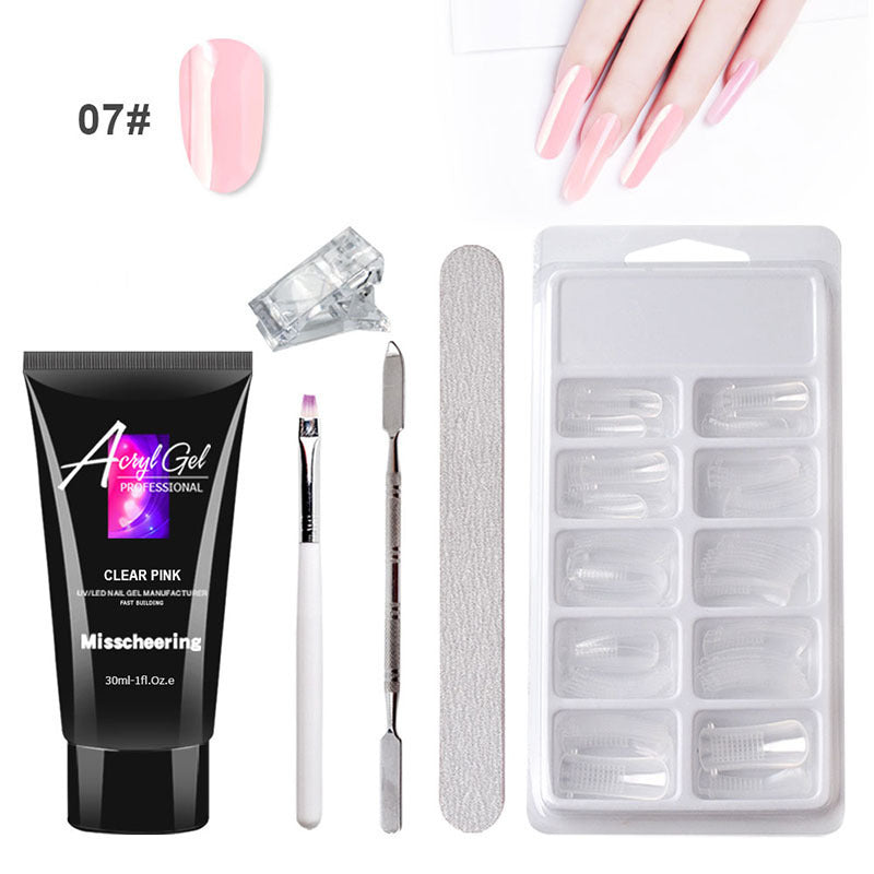 Painless Acrylic Gel Nail Art Set with Quick Model Nail Forms, Nail Buffer, and Cuticle Pusher