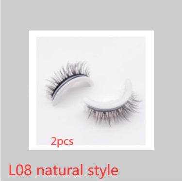 Reusable Mink Lashes - Luxurious 3D False Eyelashes L08 natural style Crystal box 2PCS