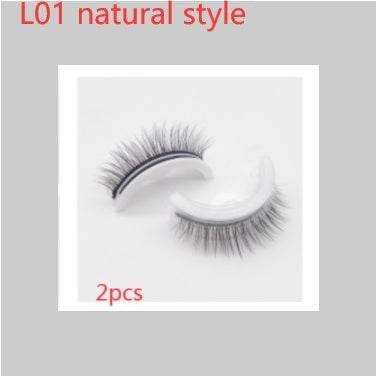 Reusable Mink Lashes - Luxurious 3D False Eyelashes L01 natural style PVC round box 2PCS