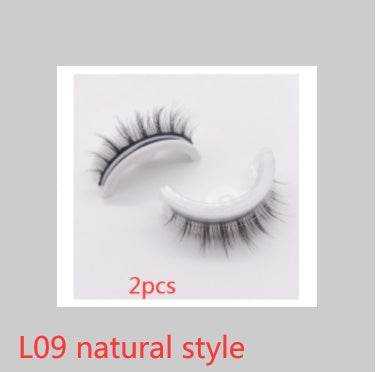 Reusable Mink Lashes - Luxurious 3D False Eyelashes L09 natural style Crystal box 2PCS