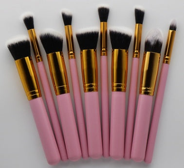 10-Piece Makeup Brush Set with Wooden Handles