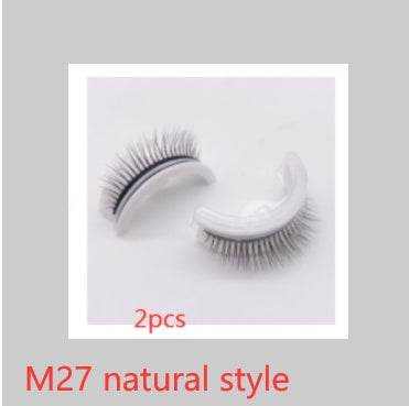 Reusable Mink Lashes - Luxurious 3D False Eyelashes M27 natural style Crystal box 2PCS