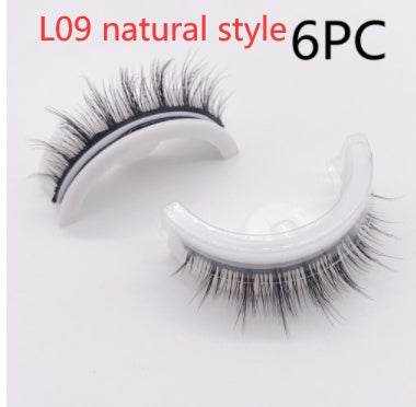 Reusable Mink Lashes - Luxurious 3D False Eyelashes L09 natural style PVC round box 6PCS