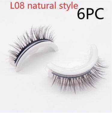 Reusable Mink Lashes - Luxurious 3D False Eyelashes L08 natural style PVC round box 6PCS