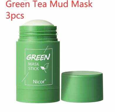 Cleansing Green Tea Clay Mask for Oil Control & Anti-Acne Green Tea Mud Mask 3pcs