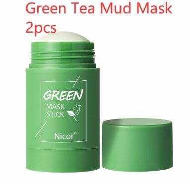 Cleansing Green Tea Clay Mask for Oil Control & Anti-Acne Green Tea Mud Mask 2pcs