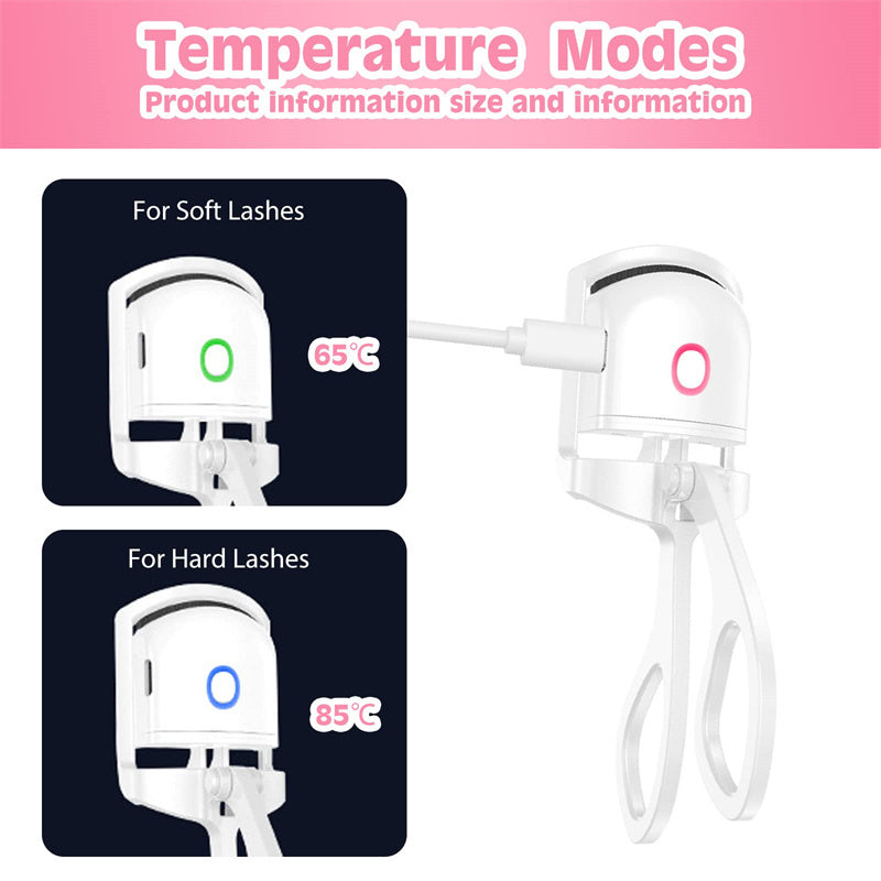 Heated Eyelash Curler with Electric Temperature Control for Soft and Hard Lashes