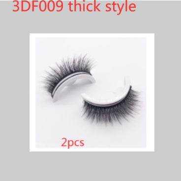 Reusable Mink Lashes - Luxurious 3D False Eyelashes 3DF009 thick style PVC round box 2PCS