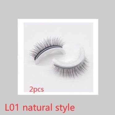 Reusable Mink Lashes - Luxurious 3D False Eyelashes L01 natural style Crystal box 2PCS