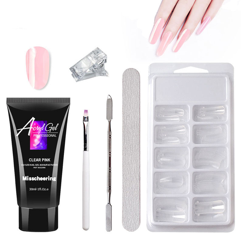 Painless Extension Gel Nail Art Without Paper Holder Quick Model Painless Crystal Gel Set - Pink gel nail polish, manicure tools, nail extensions