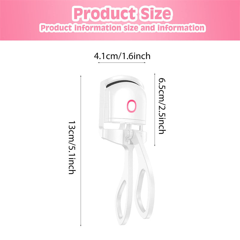 Compact heated eyelash curler with temperature control and mini size for portable design