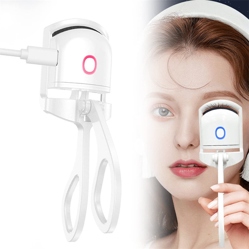 Heated electric eyelash curler for precise eyelash styling and shaping, featuring temperature control for safe and effective use.