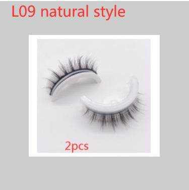 Reusable Mink Lashes - Luxurious 3D False Eyelashes L09 natural style PVC round box 2PCS