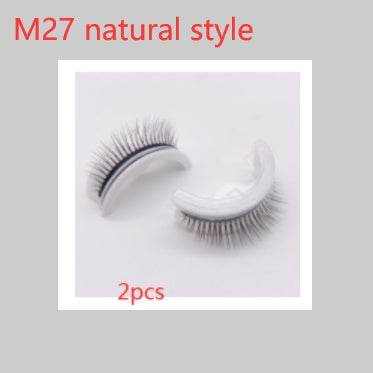 Reusable Mink Lashes - Luxurious 3D False Eyelashes M27 natural style PVC round box 2PCS