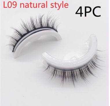 Reusable Mink Lashes - Luxurious 3D False Eyelashes L09 natural style PVC round box 4PCS