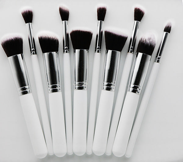 10-Piece Makeup Brush Set with Wooden Handles