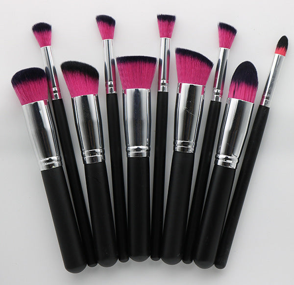 10-Piece Makeup Brush Set with Wooden Handles