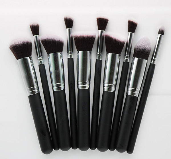 10-Piece Makeup Brush Set with Wooden Handles