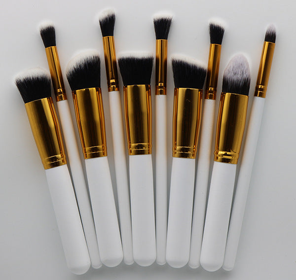 10-Piece Makeup Brush Set with Wooden Handles