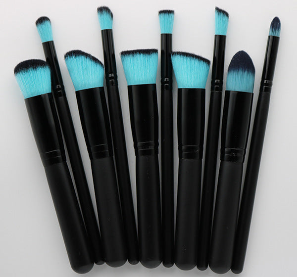 10-Piece Makeup Brush Set with Wooden Handles