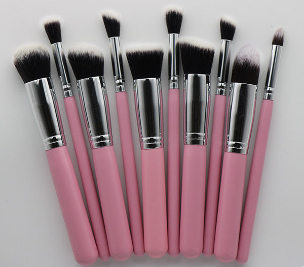 10-Piece Makeup Brush Set with Wooden Handles