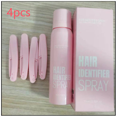 Hair Identifier Spray Set For Face Shaving Moisturizing Dermaplaner Spray - 4 piece pink hair removal tools on wooden background.