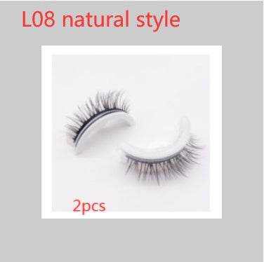 Reusable Mink Lashes - Luxurious 3D False Eyelashes L08 natural style PVC round box 2PCS