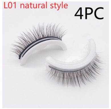 Reusable Mink Lashes - Luxurious 3D False Eyelashes L01 natural style PVC round box 4PCS