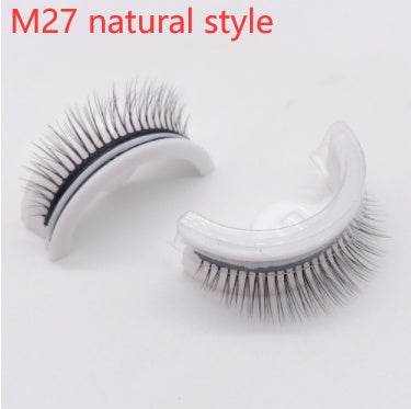 Reusable Mink Lashes - Luxurious 3D False Eyelashes M27 natural style PVC round box 1PC