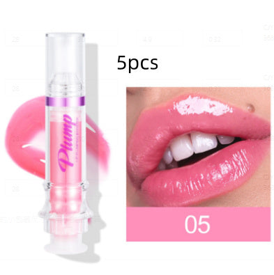 Vibrant pink lip gloss tubes and a close-up image of glossy pink lips from the 6ixDrips beauty brand