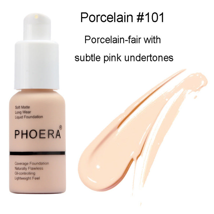 Porcelain-fair with subtle pink undertones - Phoera foundation bottle with color shade #101