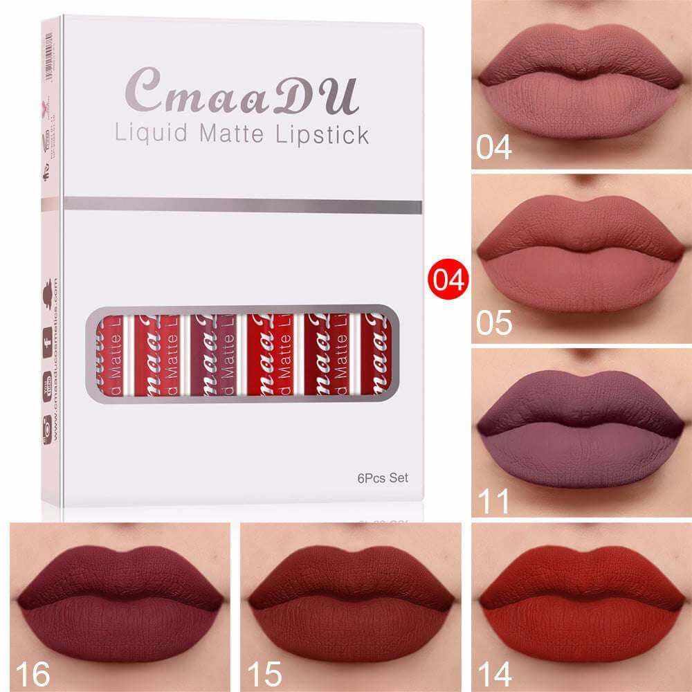 Elegant Matte Lipstick Collection - 6 Long-Lasting Shades D