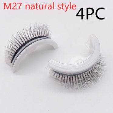 Reusable Mink Lashes - Luxurious 3D False Eyelashes M27 natural style PVC round box 4PCS