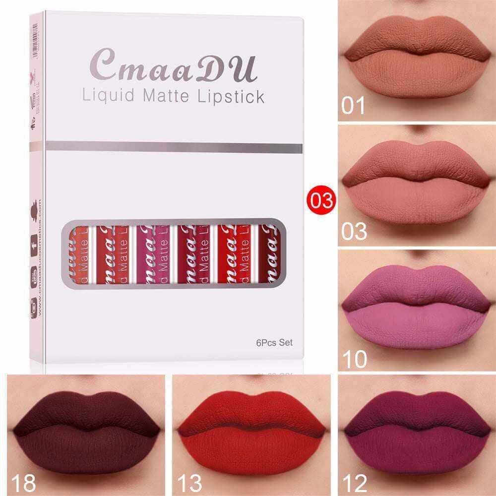 Elegant Matte Lipstick Collection - 6 Long-Lasting Shades C