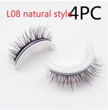 Reusable Mink Lashes - Luxurious 3D False Eyelashes L08 natural style PVC round box 4PCS