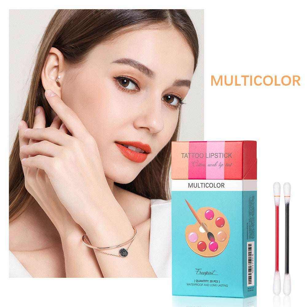 20 Pcs Portable Cotton Swab Lipstick Set Fourcolor mixed color outfit