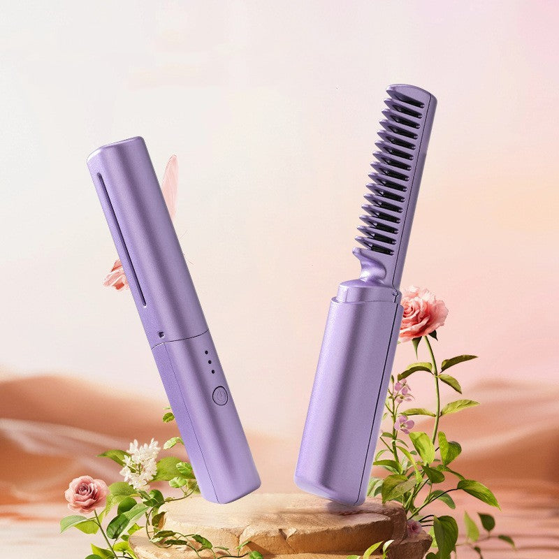 Professional Wireless Hair Straightener and Curler Comb with Fast Heating Negative Ion Technology