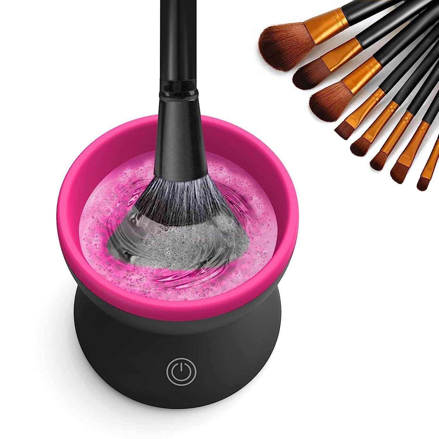 Electric Portable Makeup Brush Cleaner Black Rose Red