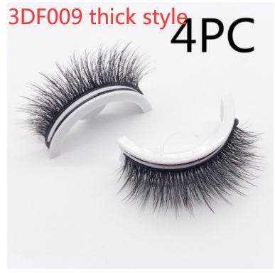 Reusable Mink Lashes - Luxurious 3D False Eyelashes 3DF009 thick style PVC round box 4PCS