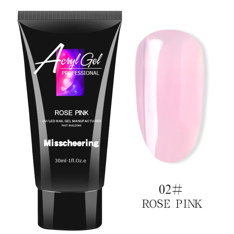 Vibrant rose pink nail extension gel in a professional-grade tube for salon-quality nail art.